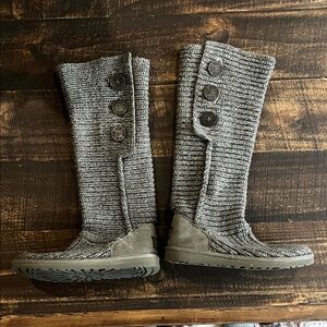 UGG Charcoal Knit Boots with Button Detail